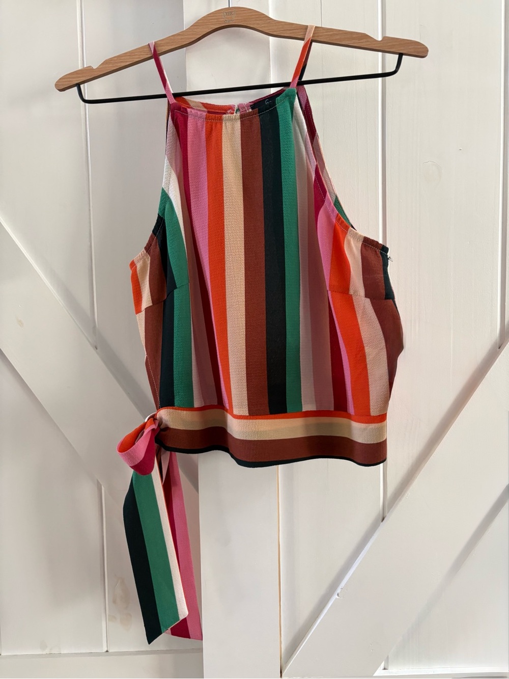 Soprano Bohemian Striped Tie-Waist Tank Top - Multicolor
